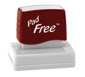 The quiet, smooth operating Pad Free Stamp can make up to 30,000 high quality impressions before needing to be re-inked.