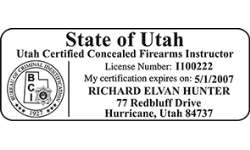 FIREINST-UT - Certified Concealed Firearms Instructor- Utah<br>FIREINST-UT