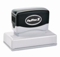 The PadFree choice for larger notary stamps such as Oklahoma as well as endorsement, bar coding, photography, appraisals and realtor closings.  Comes in a variety of colors and no stamp pad required.  Reinkable and great turn around times.