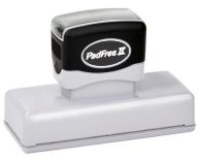 FRAGILE, ATTENTION, REVISION, PURCHASE ORDERS.
These custom stamps are used in business office and also in manufacturing warehouses. Great for bold characters in the PadFree stamp.  No messy pads!